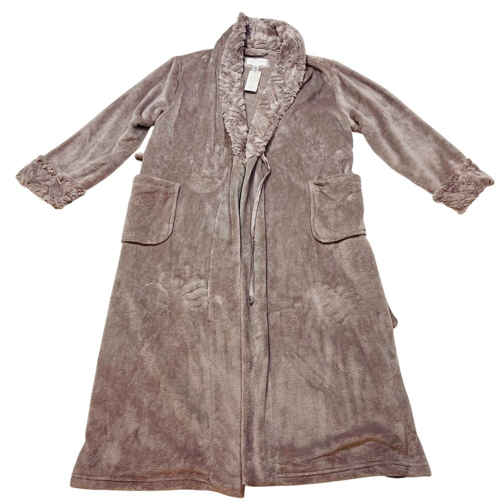 Carole Hochman Ladies Plush Wrap Robe Sleepwear Bathrobe Women Grey L